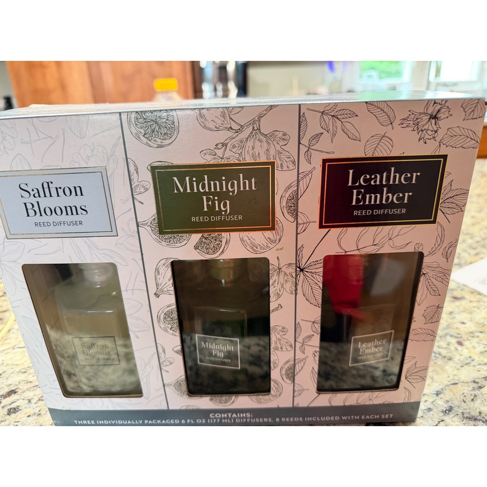 Bellevue Geo Reed Diffuser Gift Set 3-Pack Sealed New In Box
